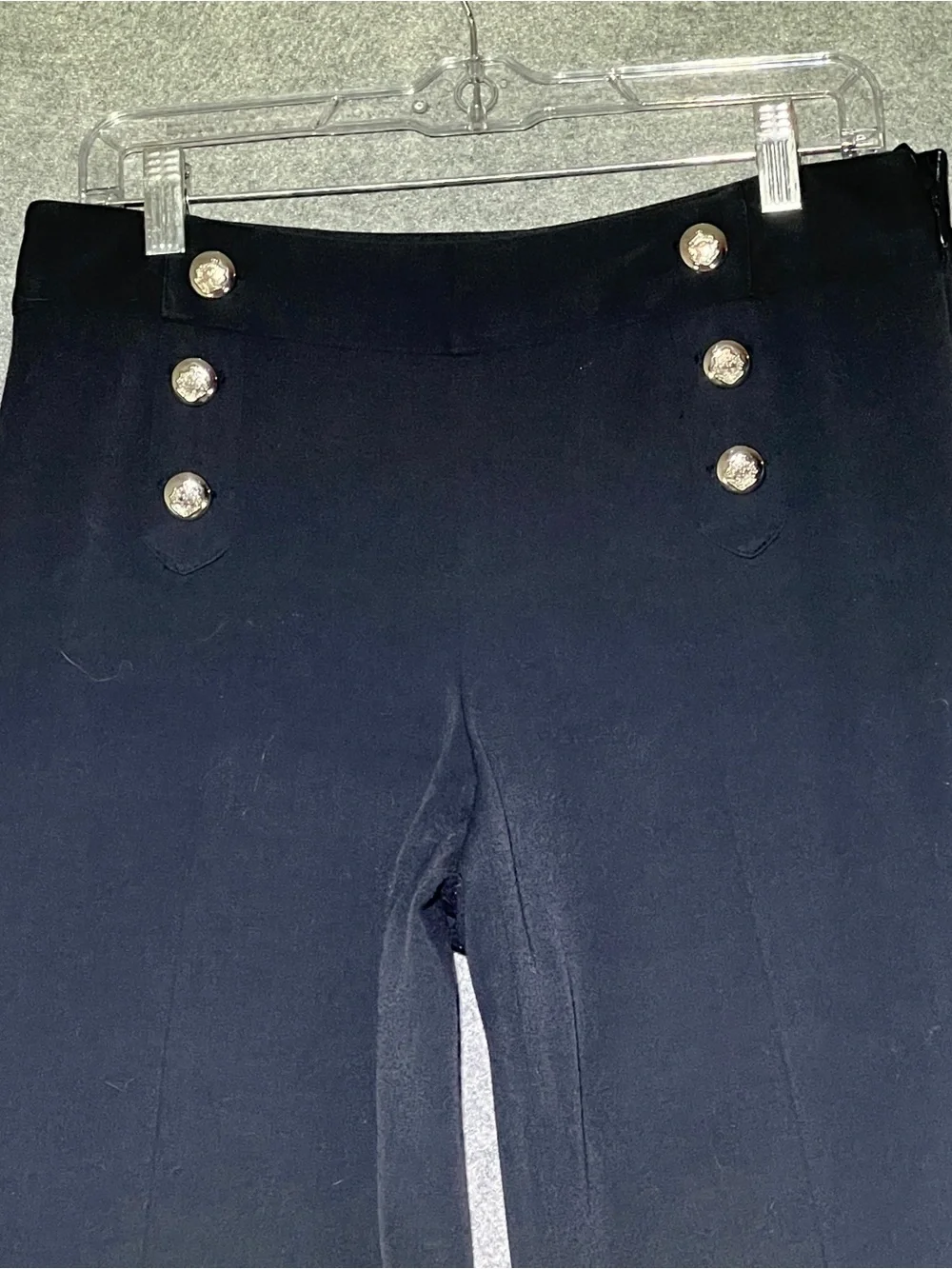 VIVIENNE TAM Navy Nautical Sailor Wide Leg Button Pants Side Zip Women's 6